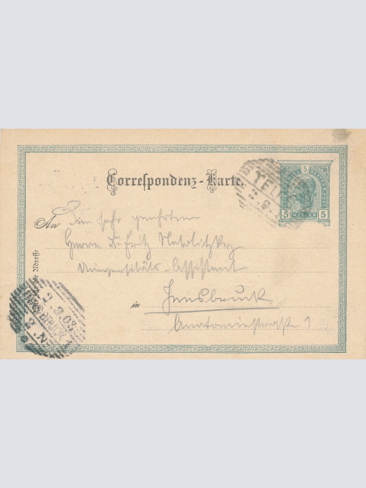 5 Heller - Ganzsachen - Karte 1903 aus Telfs  (10653)