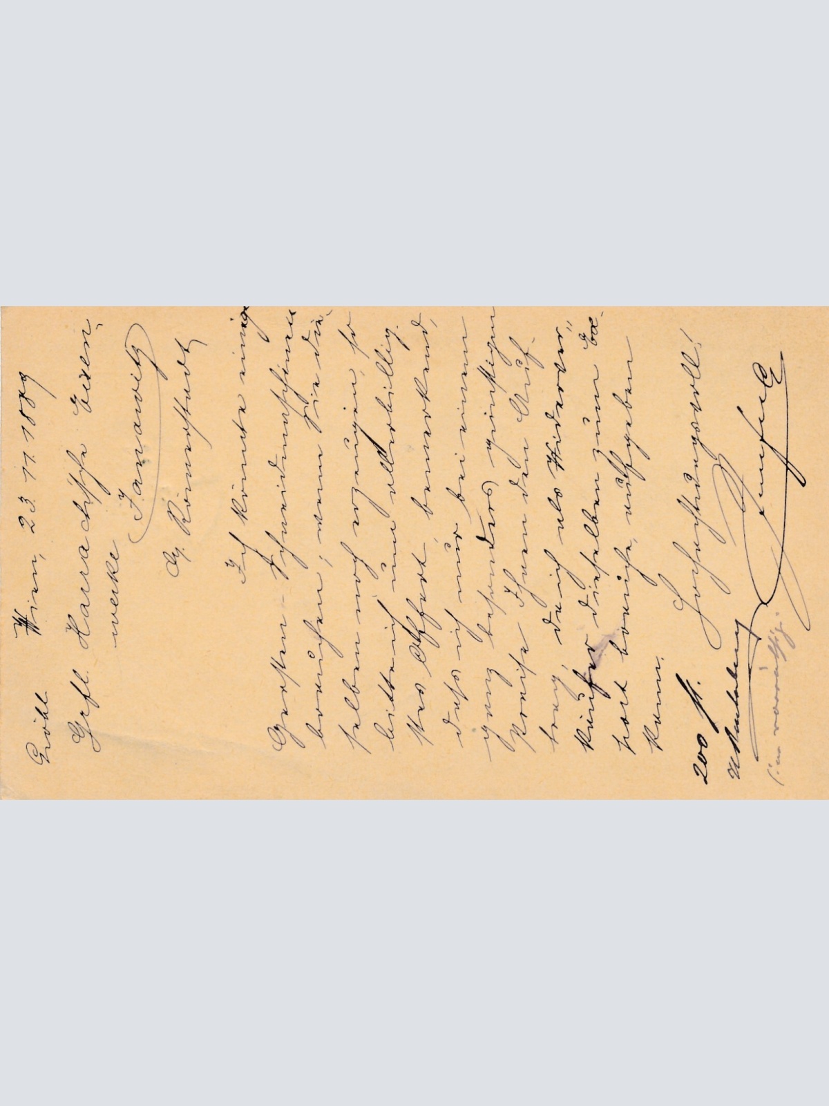 2 Kreuzer - Ganzsachen - Karte 1889 aus Wien Praterstrasse (10677)