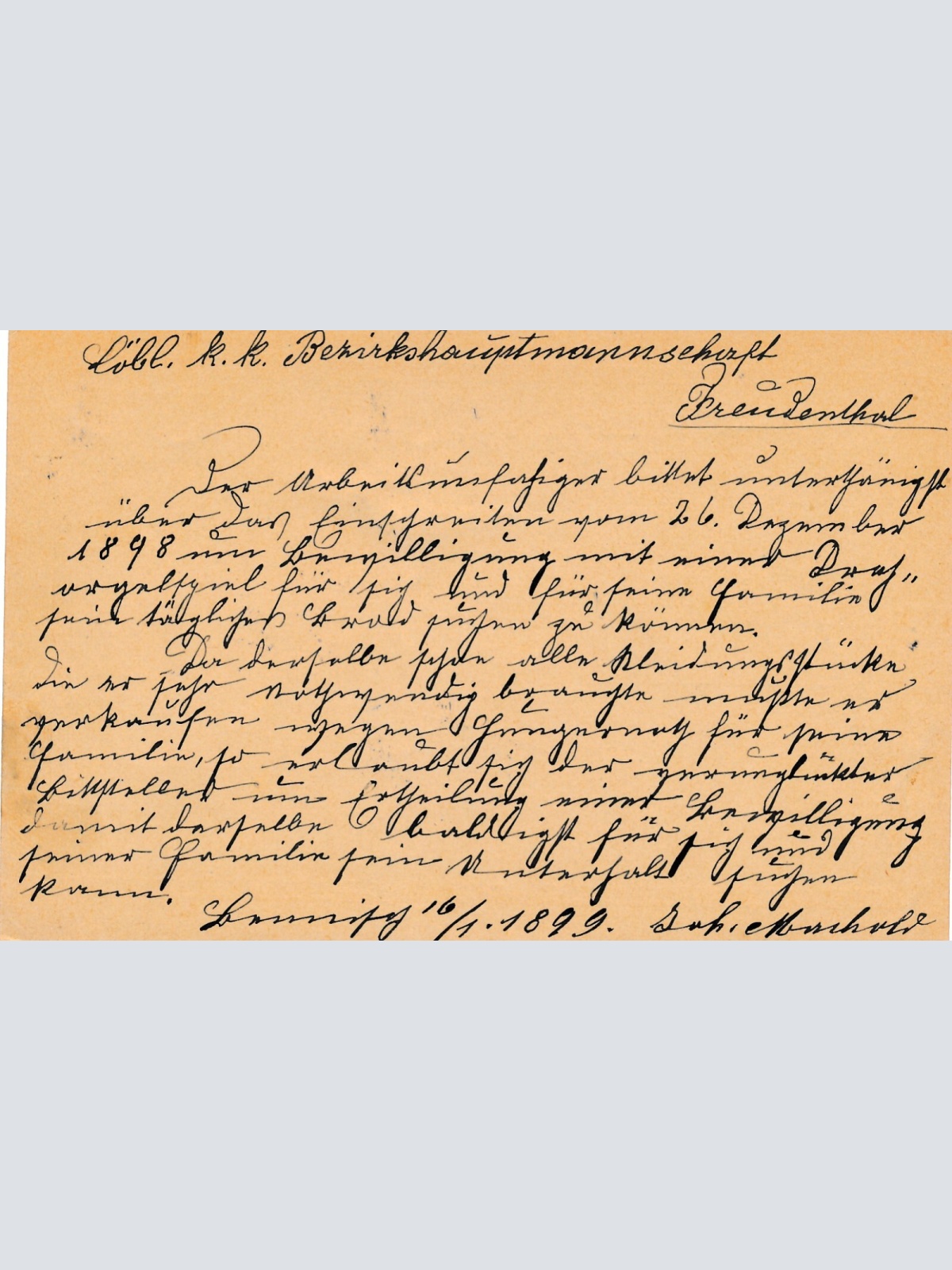 2 Kreuzer - Ganzsachen - Karte 1899 aus Bennisch (10686)