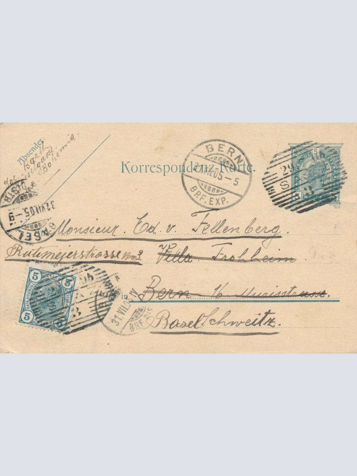 5 Heller - Ganzsachen - Karte 1905 aus Saaz (10660)