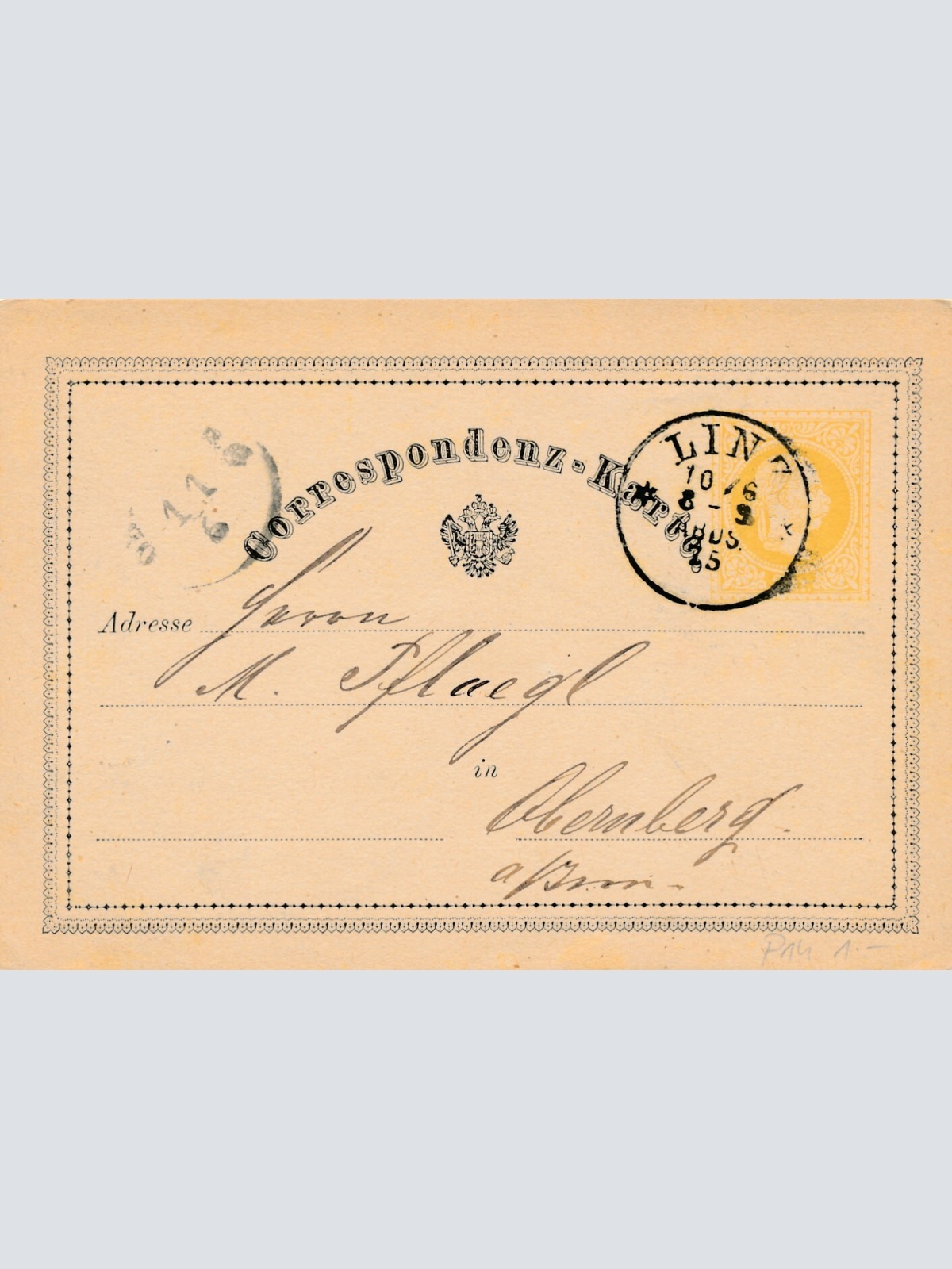 2 Kreuzer - Ganzsachen - Karte 1875 aus Linz (10661)