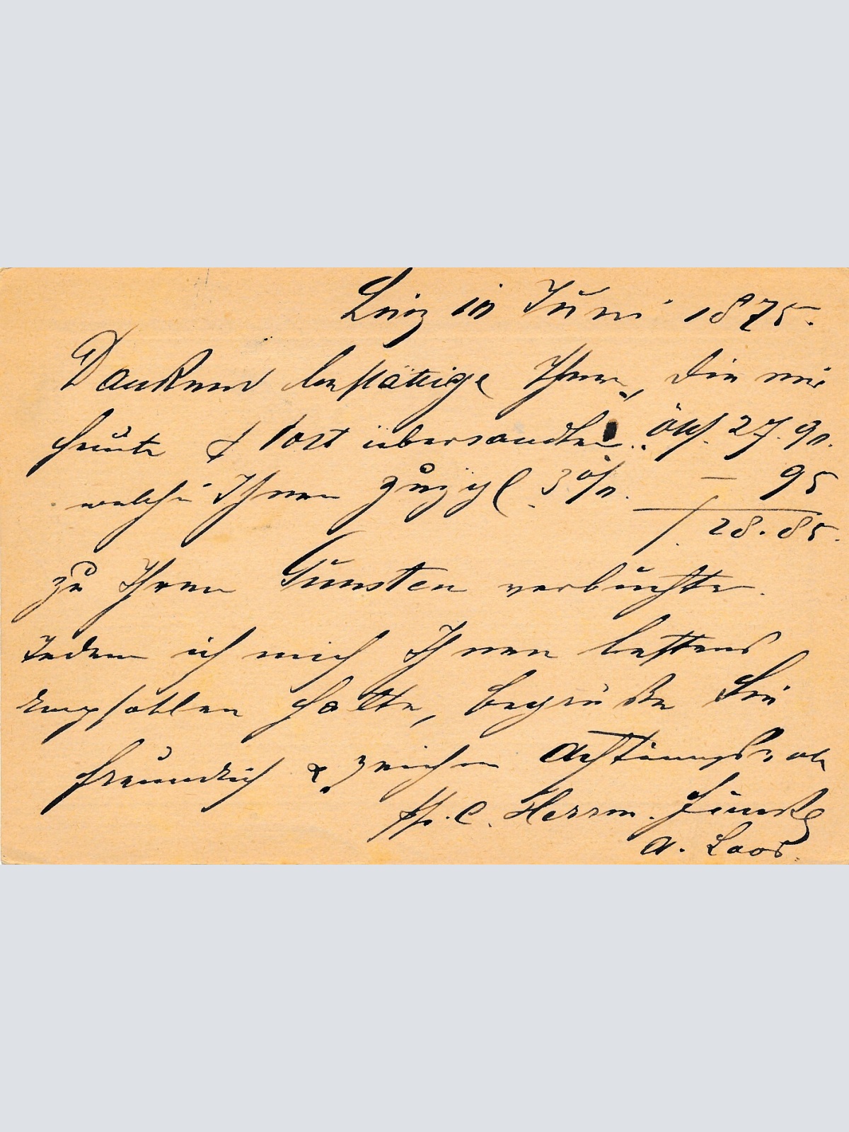 2 Kreuzer - Ganzsachen - Karte 1875 aus Linz (10661)