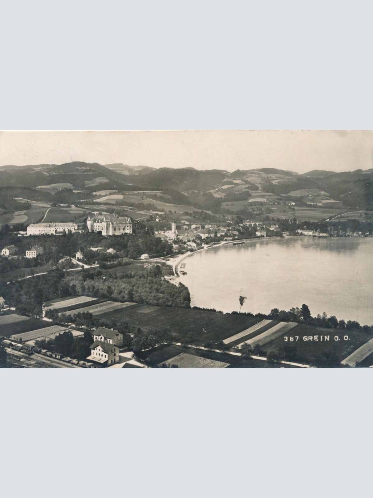 AK aus Grein a. Donau Oberösterreich Fliegerfoto (J104)