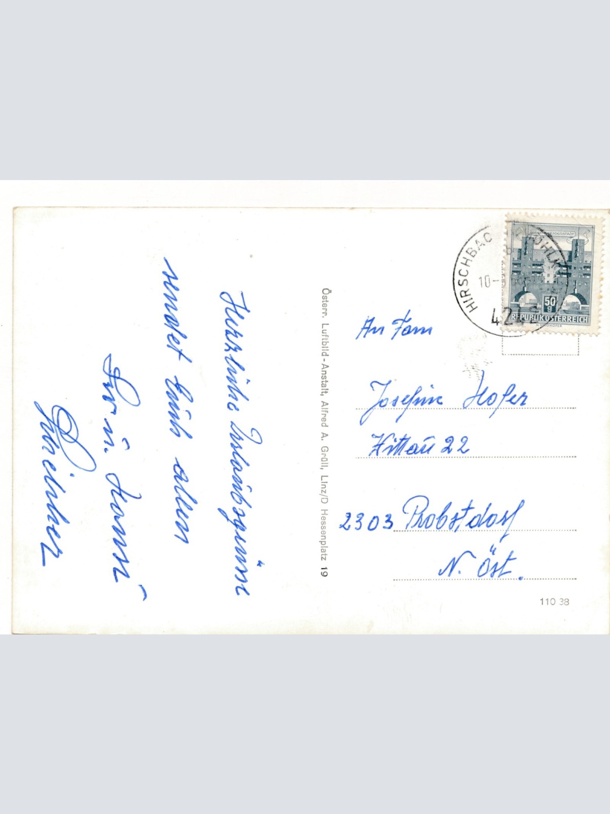 AK aus Hirschbach b. Freistadt Oberösterreich Fliegerfoto (J146)