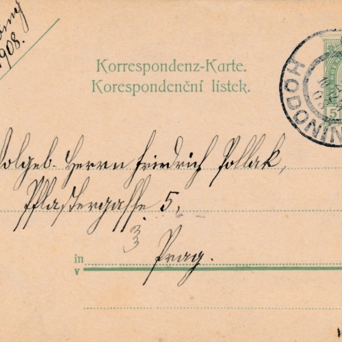 5 Heller Ganzsachen - Karte 1908 aus Ninodoh (10456)