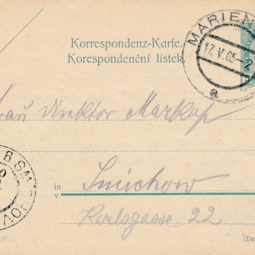 5 Heller Ganzsachen - Karte 1905 aus Marienbad (10453)