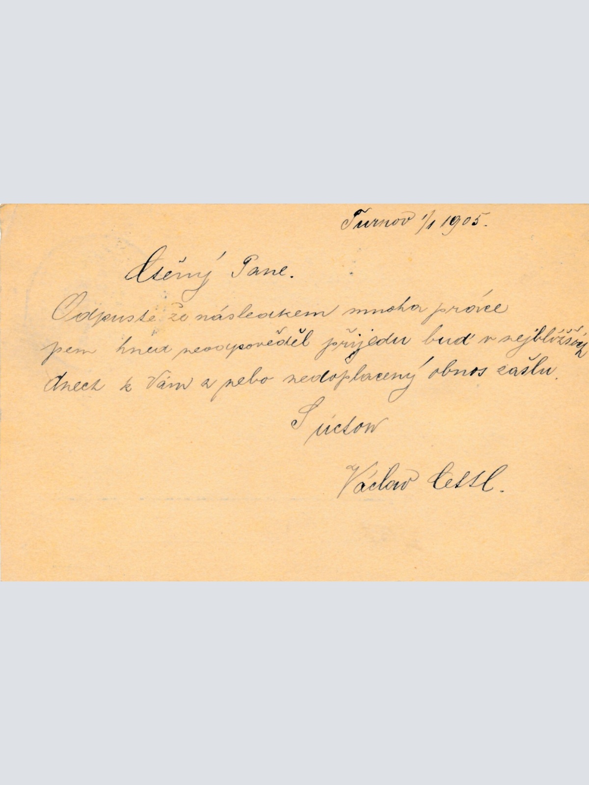 5 Heller Ganzsachen - Karte 1905 aus Turnov (10452)