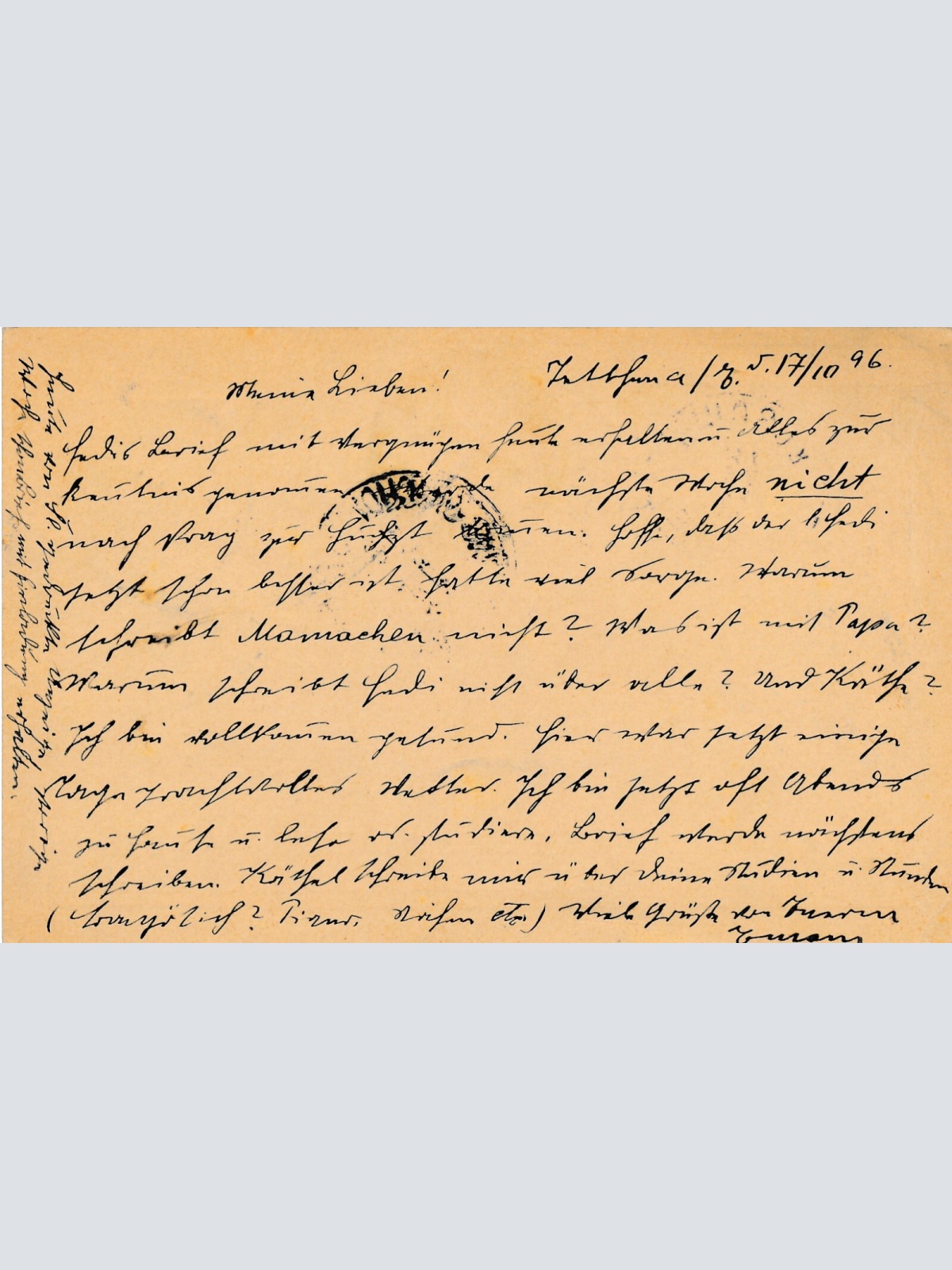 2 Kreuzer Ganzsachen - Karte 1896 aus Tetschen (10444)