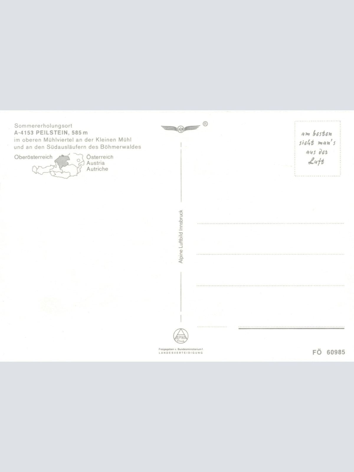 Alpine - Luftbild aus Peilstein Oberösterreich Ansichtskarte (10929)