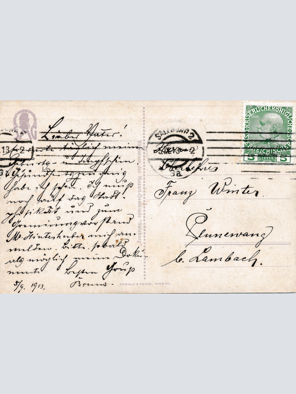 AK aus Salzburg mit Wolfgang Amadeus Mozart Ansichtskarte (10948)