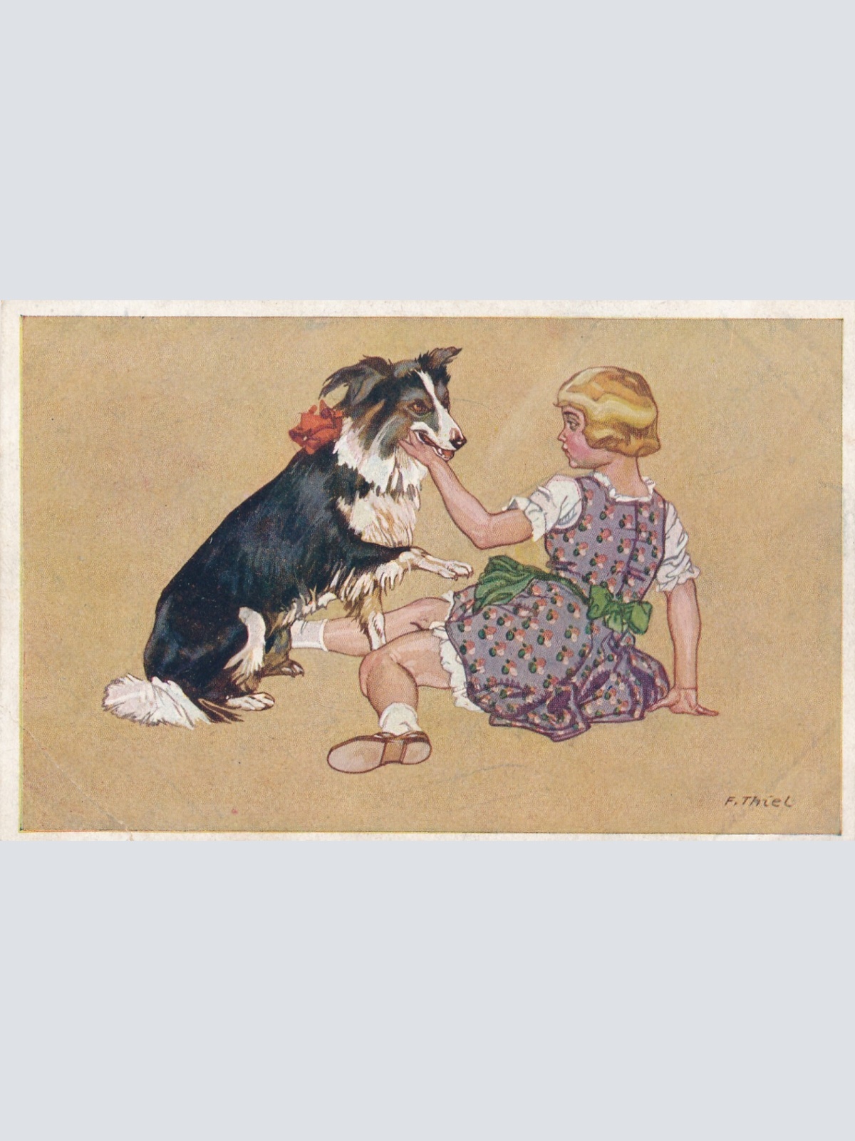 Motiv - Karte Hund und Mädchen Ansichtskarte (10372)