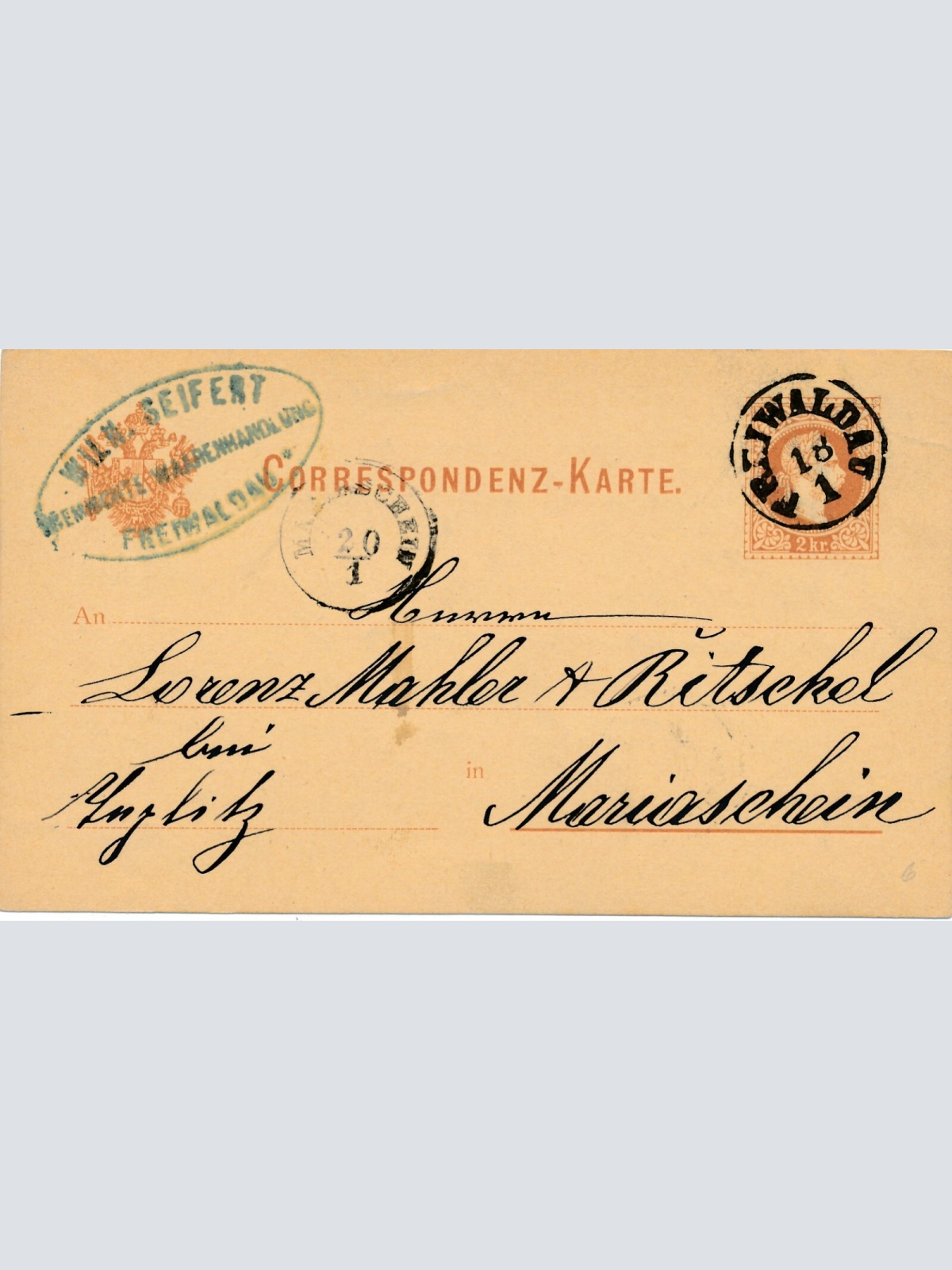 2 Kreuzer - Ganzsachen - Karte 1881 aus Freiwaldau (10866)