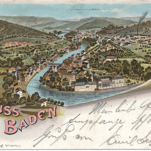 Litho - Karte gruss aus Baden Ansichtskarte (10892)