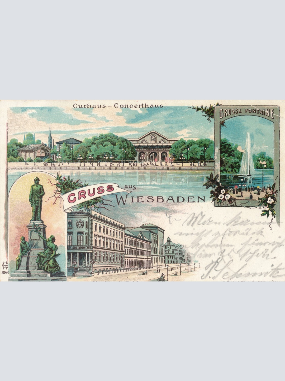 Litho - Karte gruss aus Wiesbaden Hessen Ansichtskarte (10899)