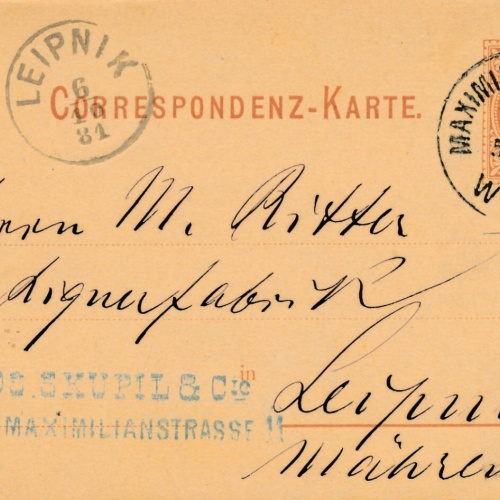 2 Kreuzer - Ganzsachen Karte 1881 aus Wien Maximilianstrasse (11115)