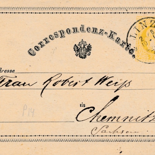 2 Kreuzer - Ganzsachen Karte 1874 aus Linz (11122)