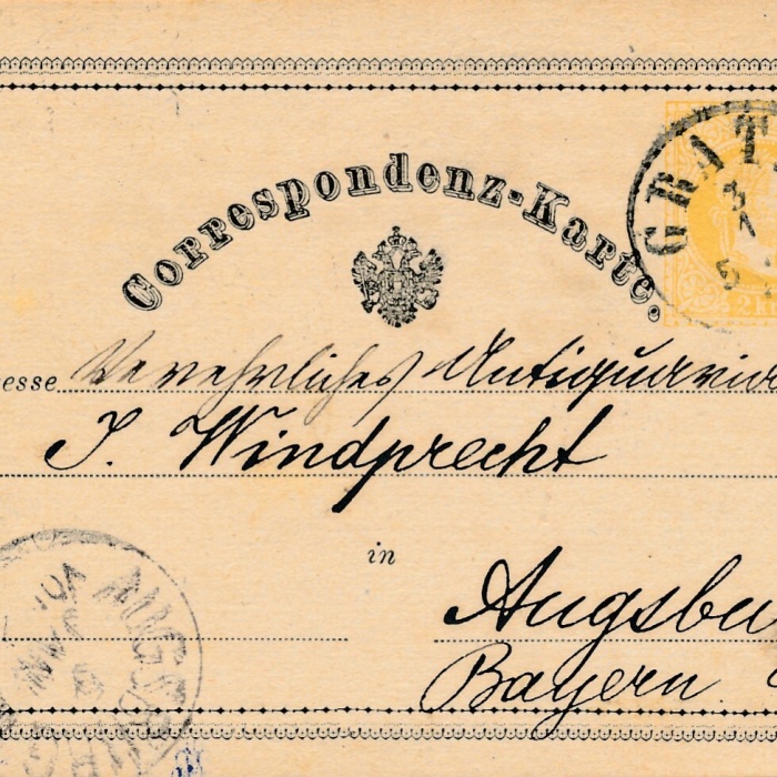 2 Kreuzer - Ganzsachen Karte 1871 aus Gratz (11123)