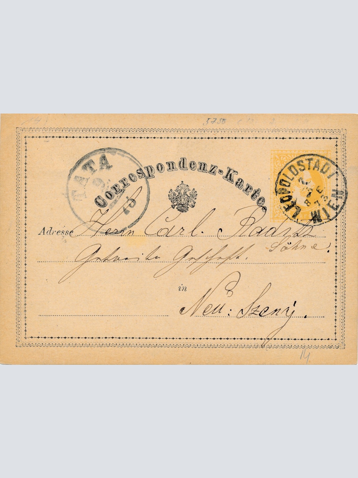 2 Kreuzer - Ganzsachen Karte 1873 aus Wien Leopoldstadt (11124)