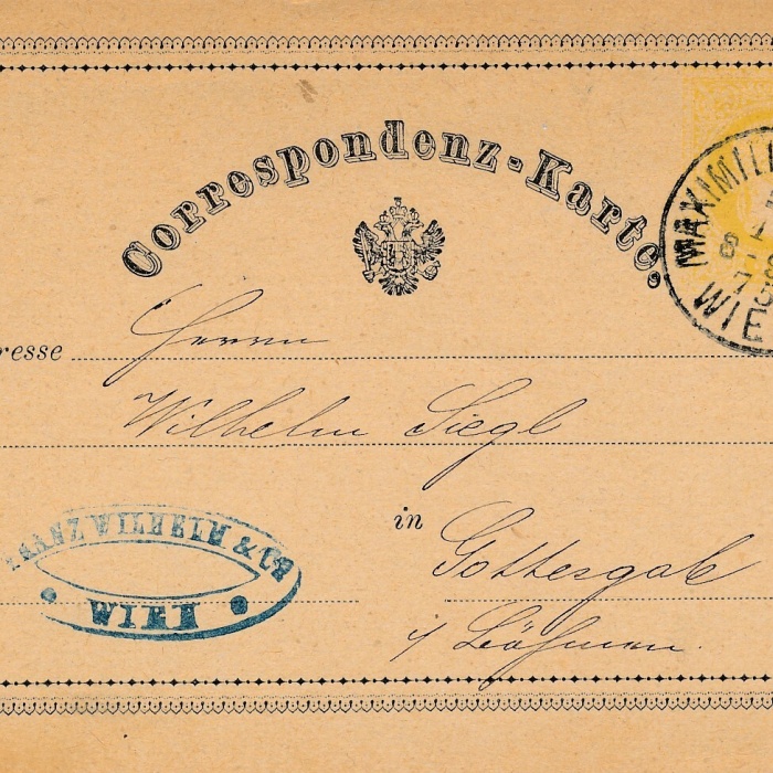 2 Kreuzer - Ganzsachen Karte 1875 aus Wien Maximilianstrasse (11125)