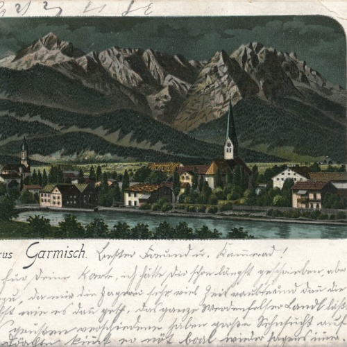 Mondschein - Karte gruss aus Garmisch Bayern (11010)