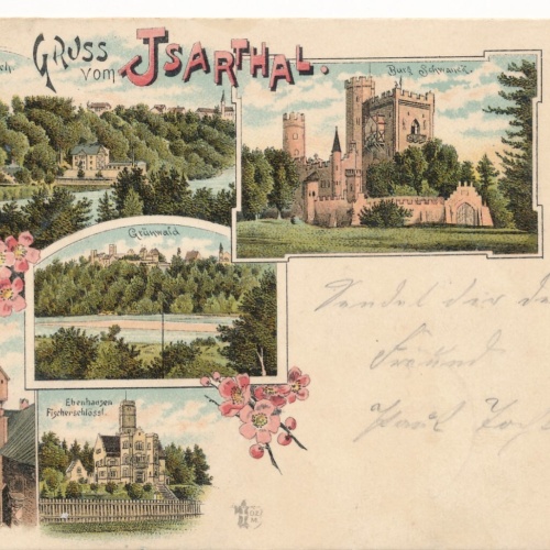 Litho - Karte gruss vom Isarthal Bayern Ansichtskarte (9758)