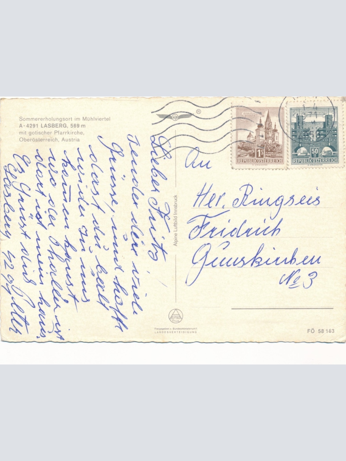 AK Alpine - Luftbild aus Lasberg Oberösterreich (10793)