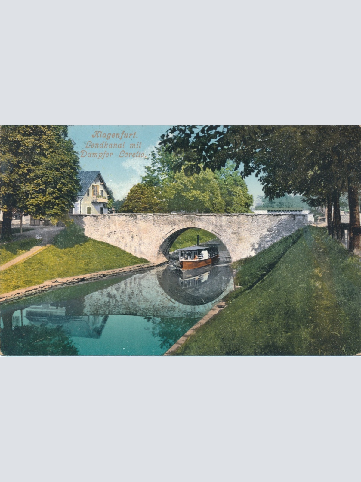 AK aus Klagenfurt Lendkanal mit Dampfer Loretto Kärnten Ansichtskarte (16197)