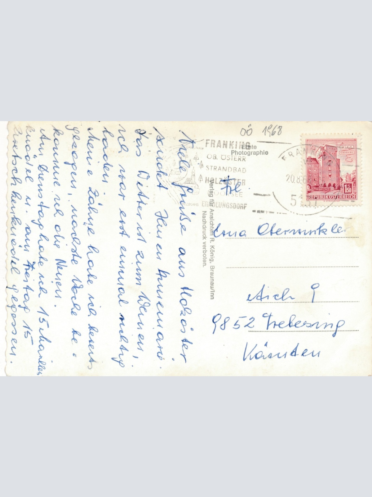 AK vom Haus Berta am Hölzöster am See Oberösterreich Ansichtskarte (11292)