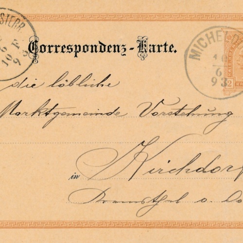 2 Kreuzer Ganzsachen - Karte 1893 aus Michelsdorf (11390)