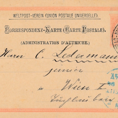 5 Kreuzer Ganzsachen - Karte 1894 aus Prag Nikolandergasse (11392)