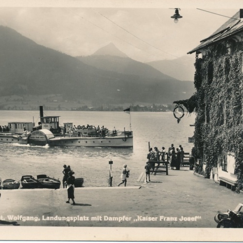 AK aus St. Wolfgang Landungsplatz mit Dampf Oberösterreich Ansichtskarte (11414)