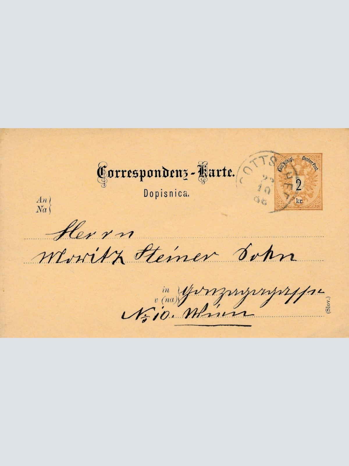 2 Kreuzer - Ganzsachen Karte 1888 aus Gottschee (11138)