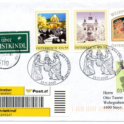 Christkindl - Reco - Brief 23.11.2007 + LZ Oberndorf (11592)