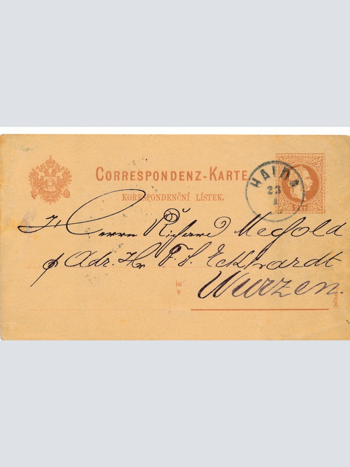 2 Kreuzer Ganzsachen - Karte 1883 aus Haida (11605)