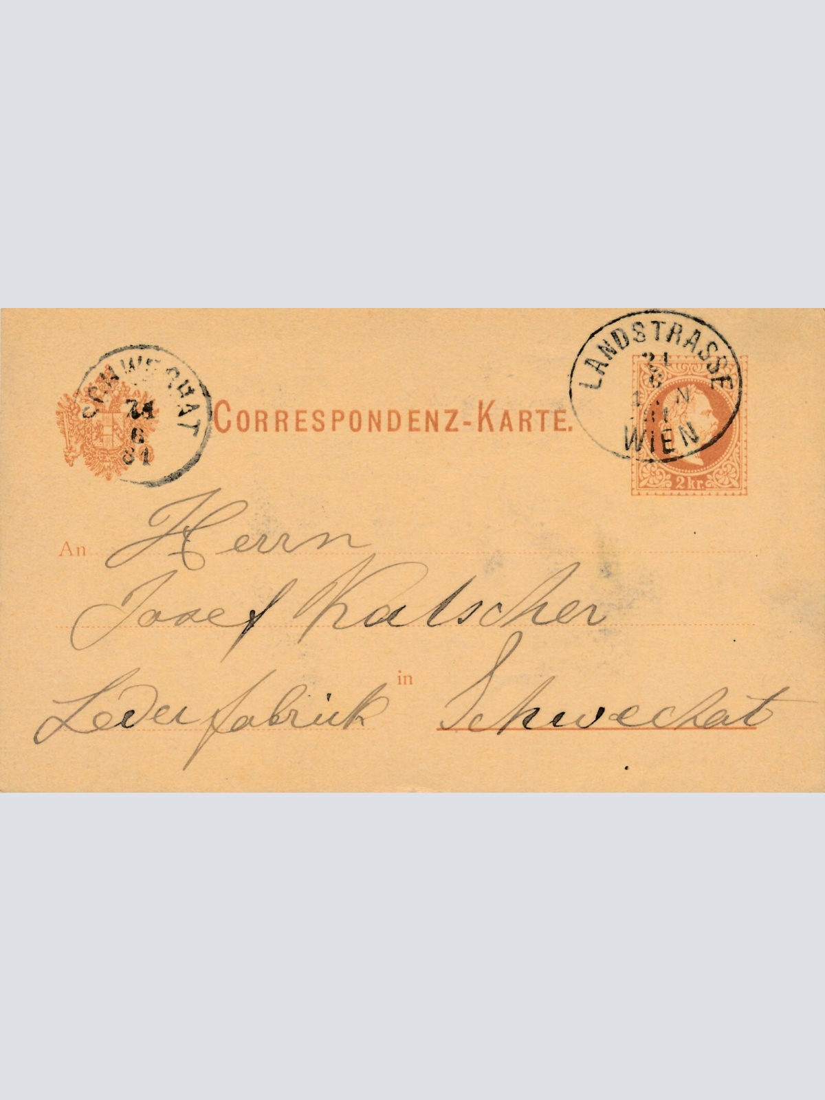 2 Kreuzer Ganzsachen - Karte 1881 aus Wien Landstrasse (11179)