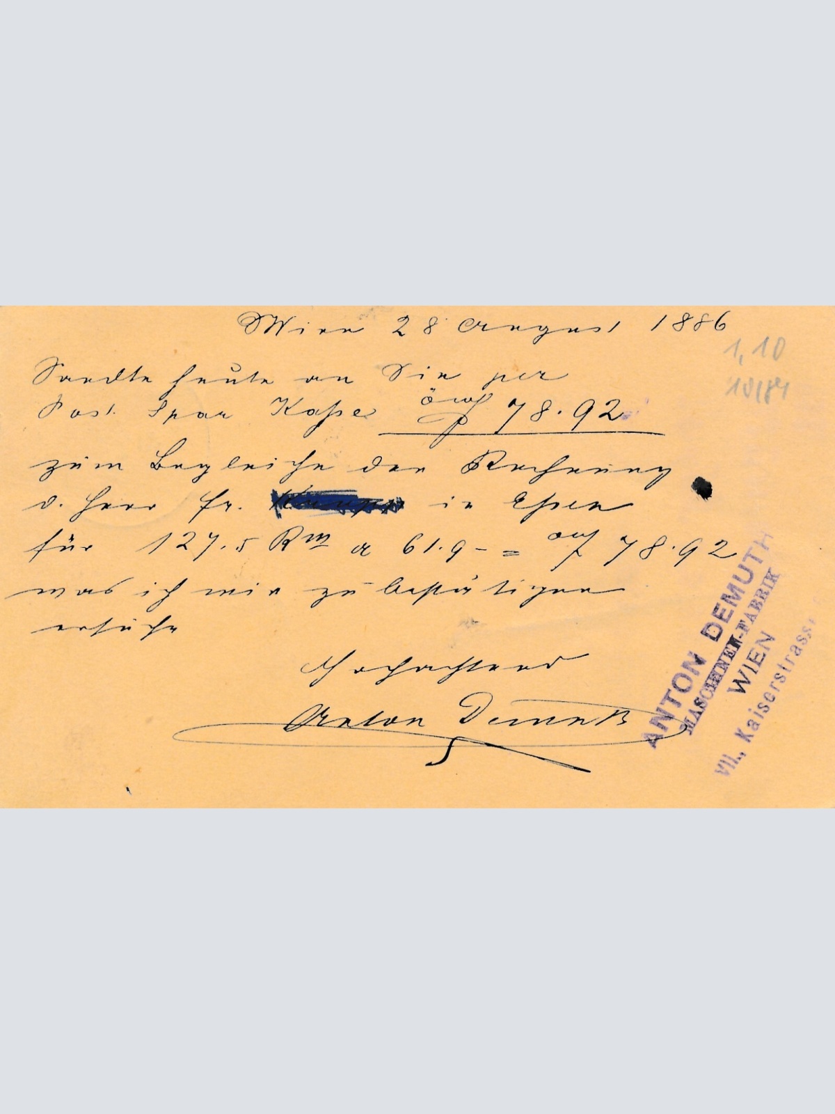 2 Kreuzer Ganzsachen - Karte 1886 aus Wien Bernardgasse (11192)