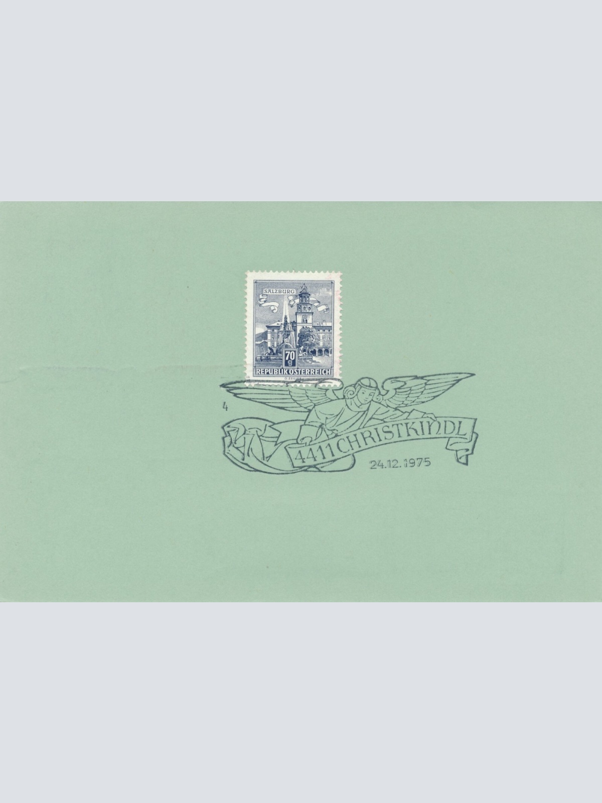Christkindl - Reco - Karte 24.12.1975 + Vignette (11586)