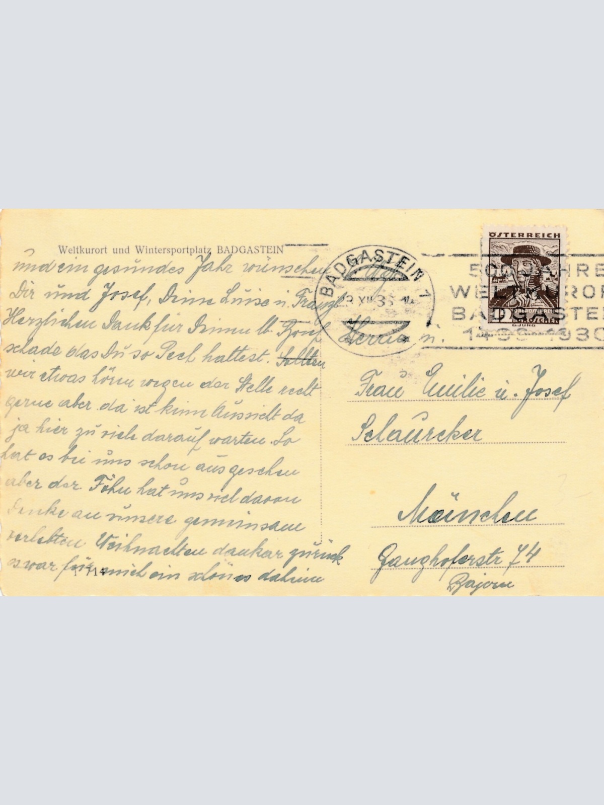 AK aus Badgastein Frohe Weihnachten Salzburg Ansichtskarte (11428)