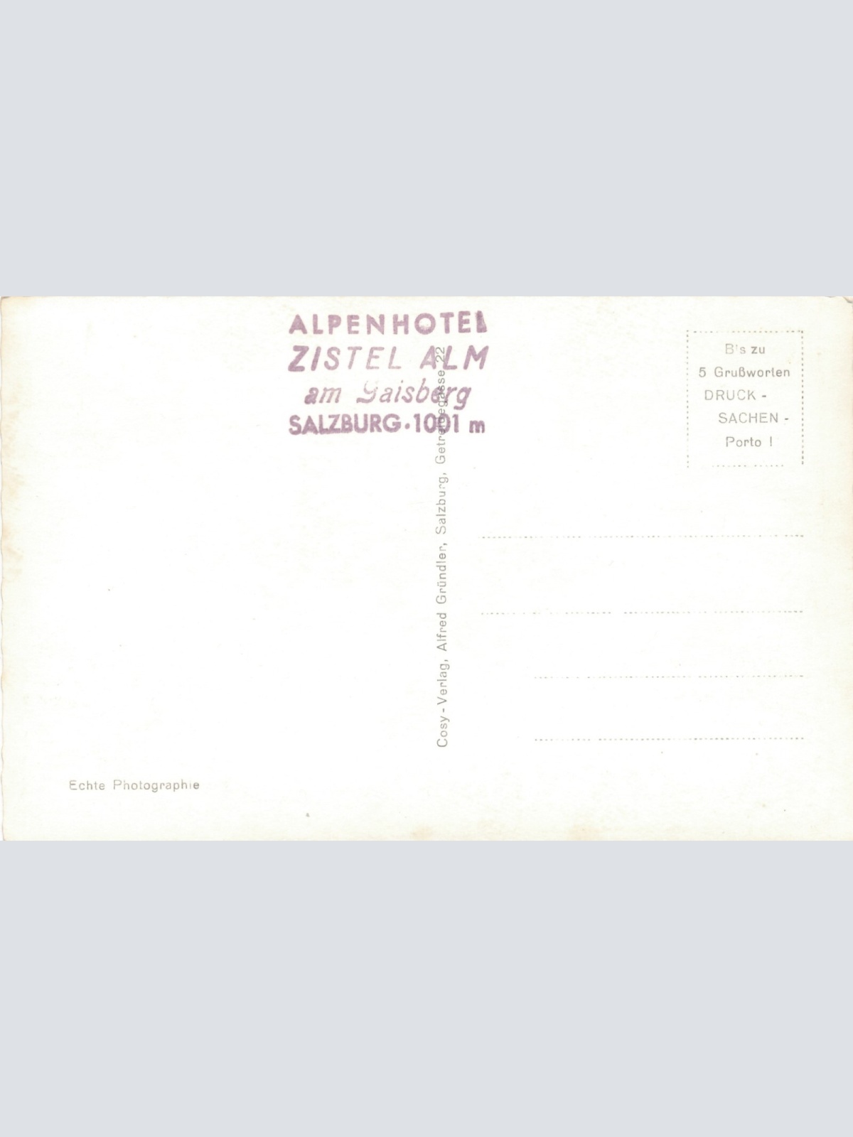 AK von der Zistlalm mit Oldtimer Salzburg Ansichtskarte (11430)