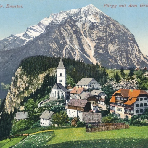 AK aus Pürgg mit dem Grimming Steiermark Ansichtskarte (12005)
