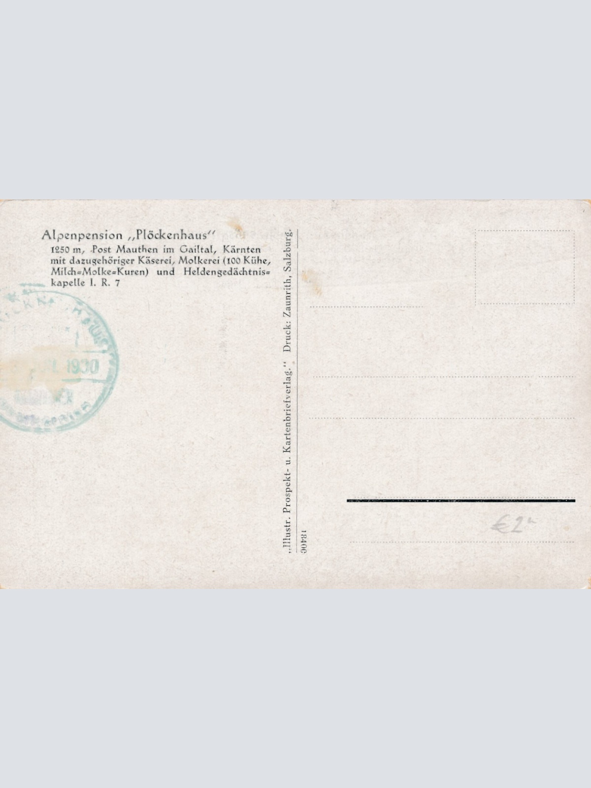 AK aus Mauthen Alpenpension Plöckenhaus Kärnten Ansichtskarte (11725)