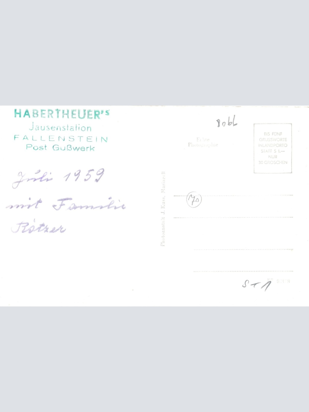 AK aus Fallenstein mit Gasthaus Tonionaussicht Steiermark Ansichtskarte (11886)