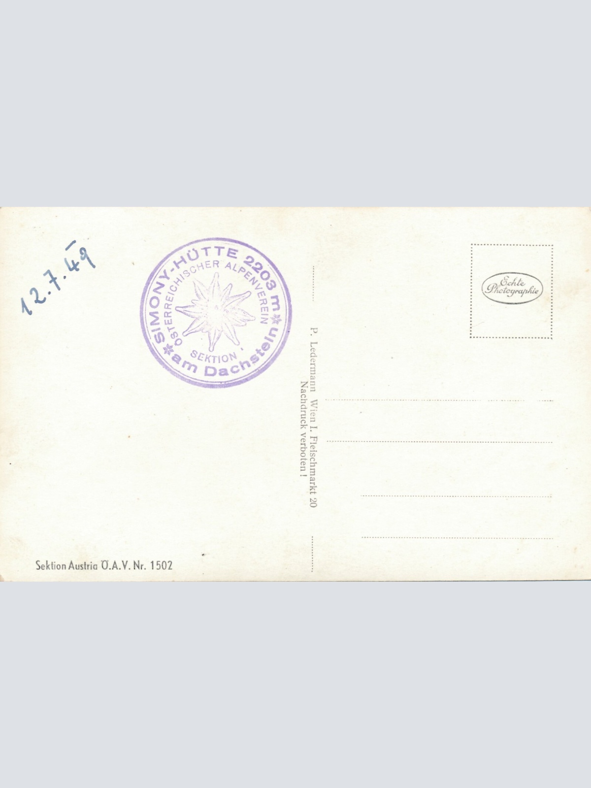 AK aus Dachstein Simony Hütte Steiermark Ansichtskarte (11926)