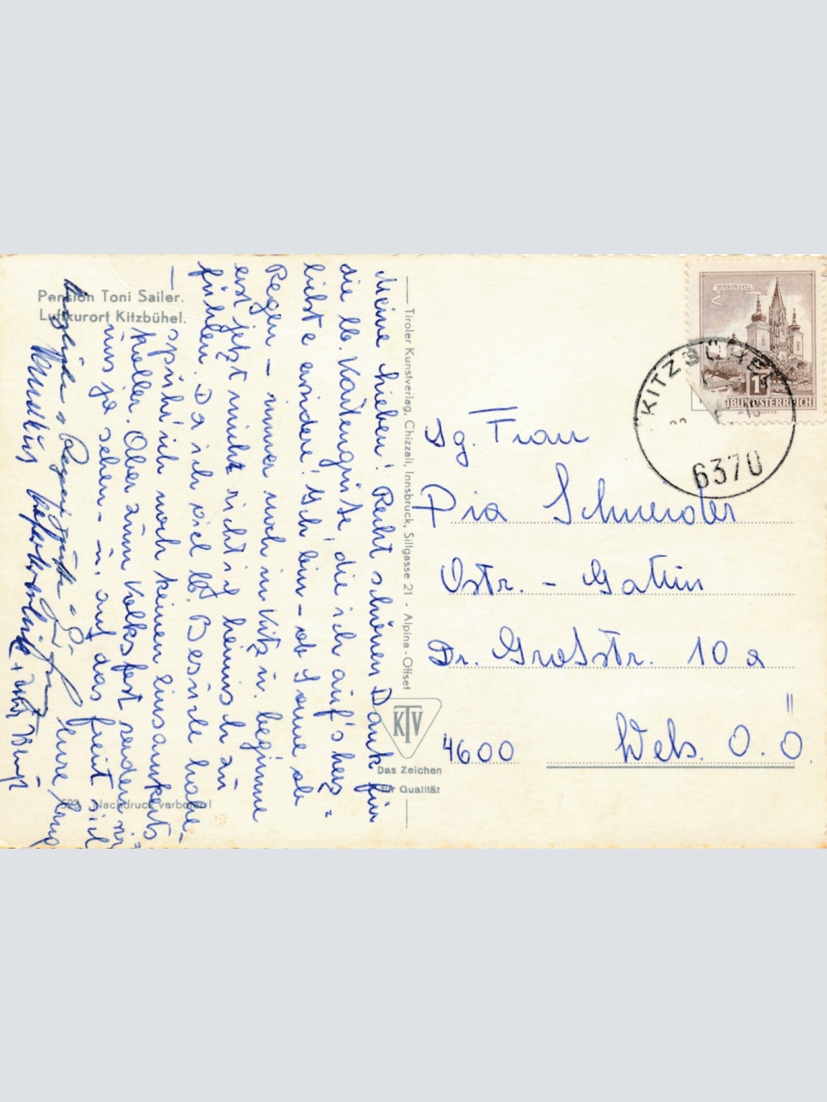 AK Kitzbühel Pension Toni Sailer Tirol Ansichtskarte (11769)