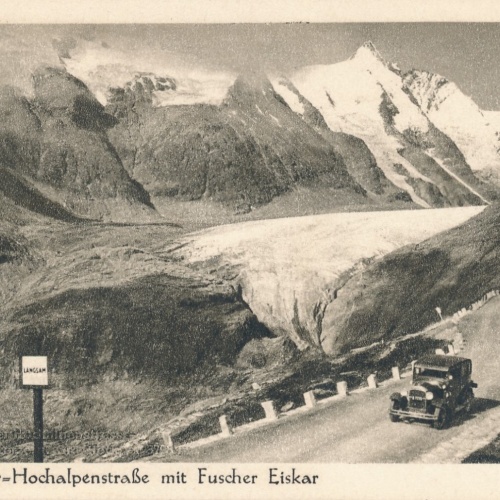 AK vom Großglockner mit Hochalpenstrasse Oldtimer Kärnten Ansichtskarte (12144)