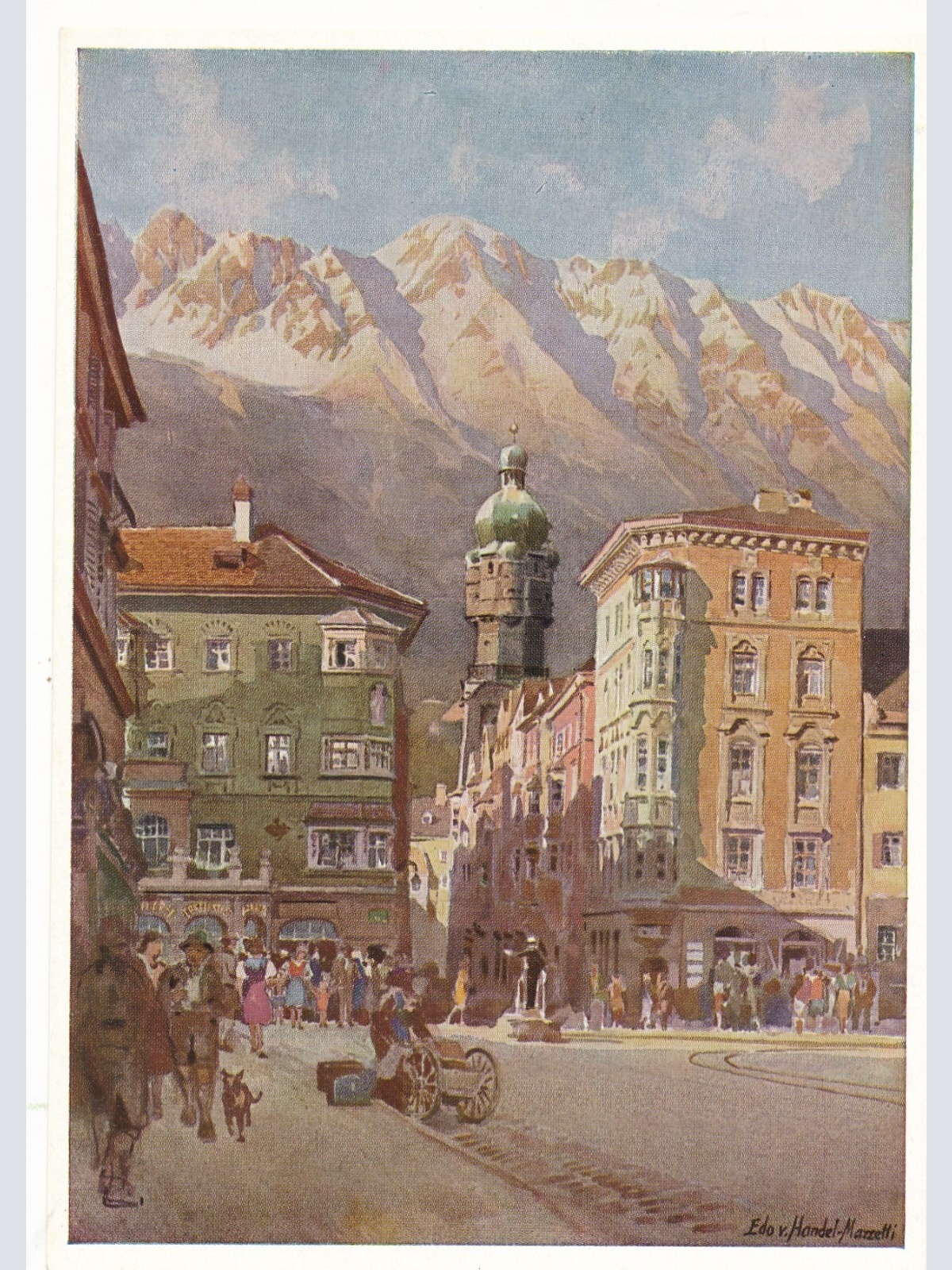 AK Künstlerserie aus Innsbruck mit Stadtturm Ansichtskarte (11780)