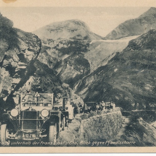 AK von der Großglocknerstrasse mit Oldtimer Kärnten Ansichtskarte (12227)