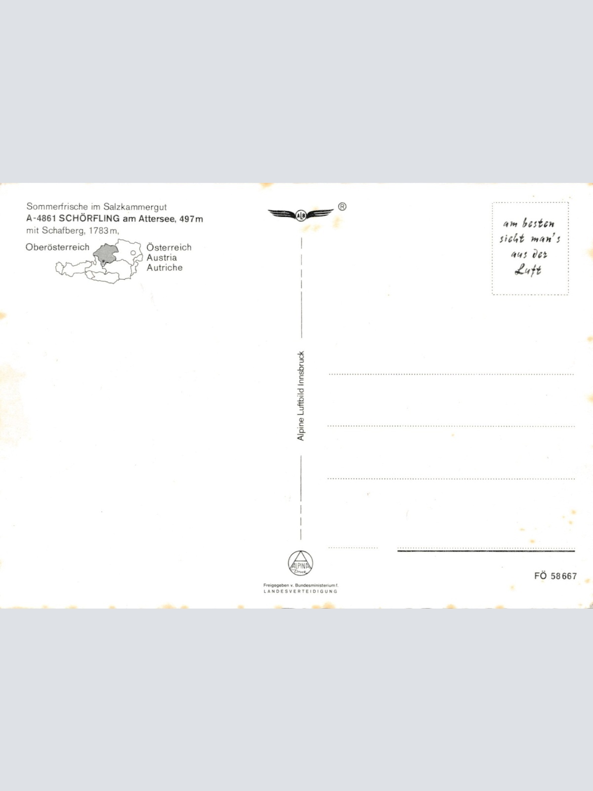 AK aus Seewalchen am Attersee Oberösterreich Fliegerfoto Ansichtskarte (J301)