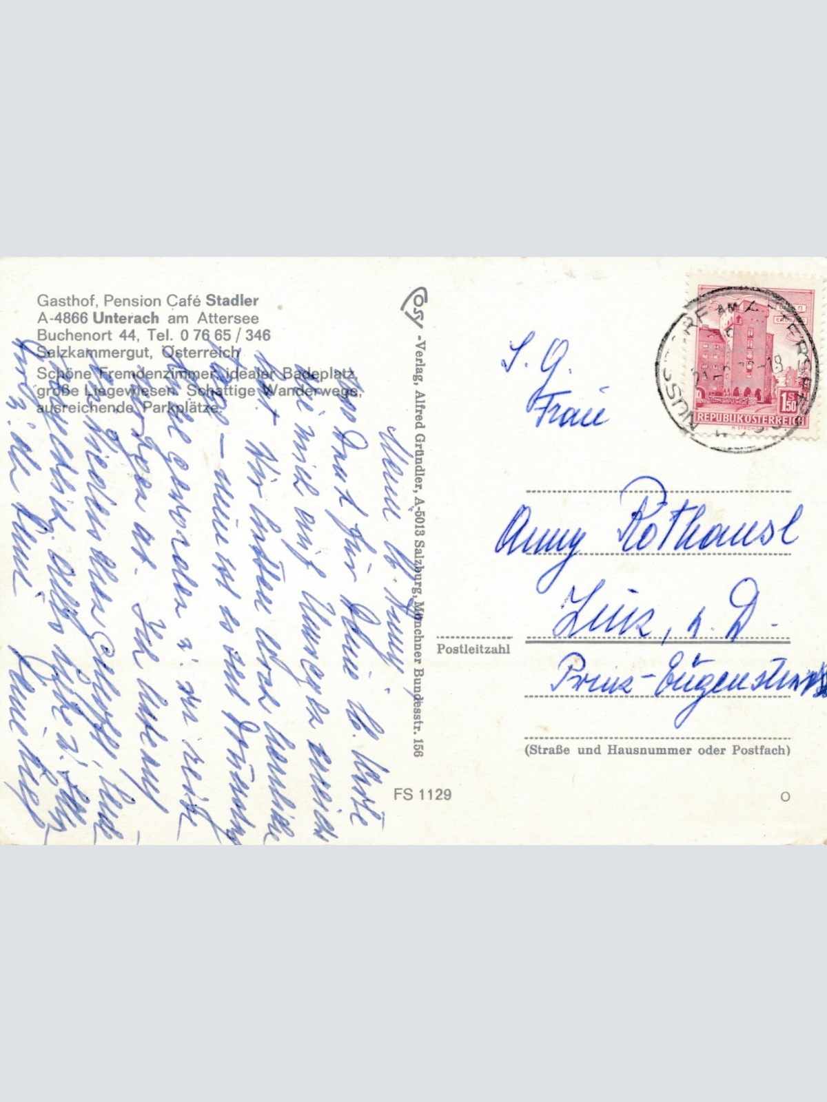 AK aus Unterach am Attersee Oberösterreich Fliegerfoto Ansichtskarte (J329)