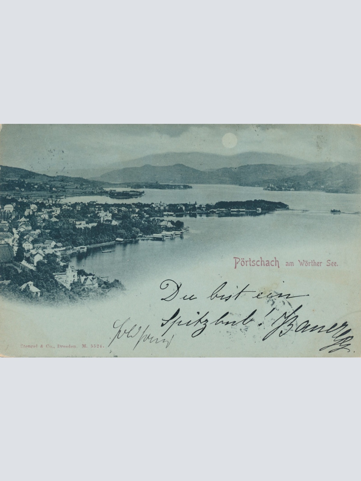 Mondschein - Karte aus Pörtschach am Wörthersee Kärnten Ansichtskarte (12096)